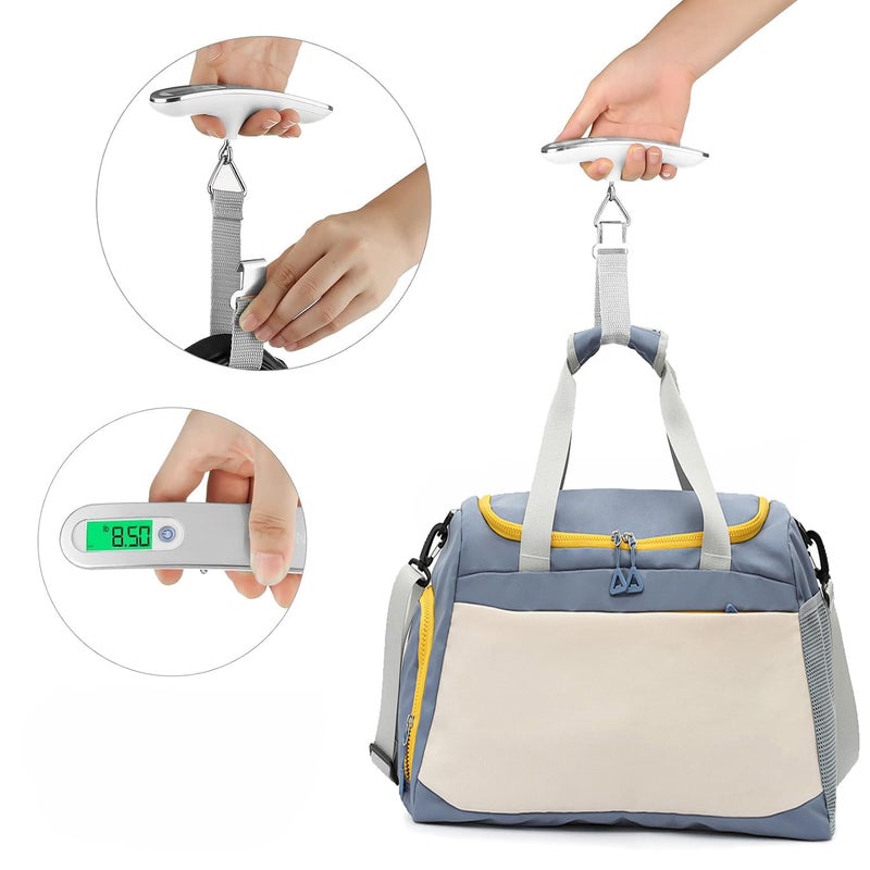 Scuvleos Rechargeable Digital Travel Scale with Strap for Luggage Suitcase Baggage Weighing, Weight Max up to 110 Lbs/50kg & LCD Display Screen Design,USB Type-C Port (Silver) - Image 3